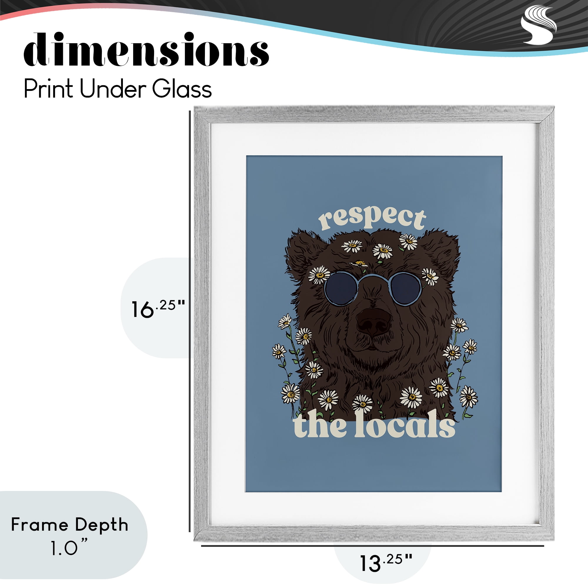 Stupell Industries Respect The Locals Bear Gray Framed Print Under Glass, design by Two If By Sea Studios