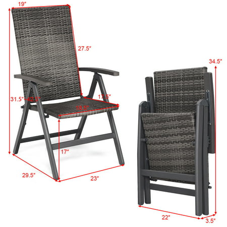 2 Pcs Rattan Folding Reclining Chairs, High Back Patio Chairs Canada