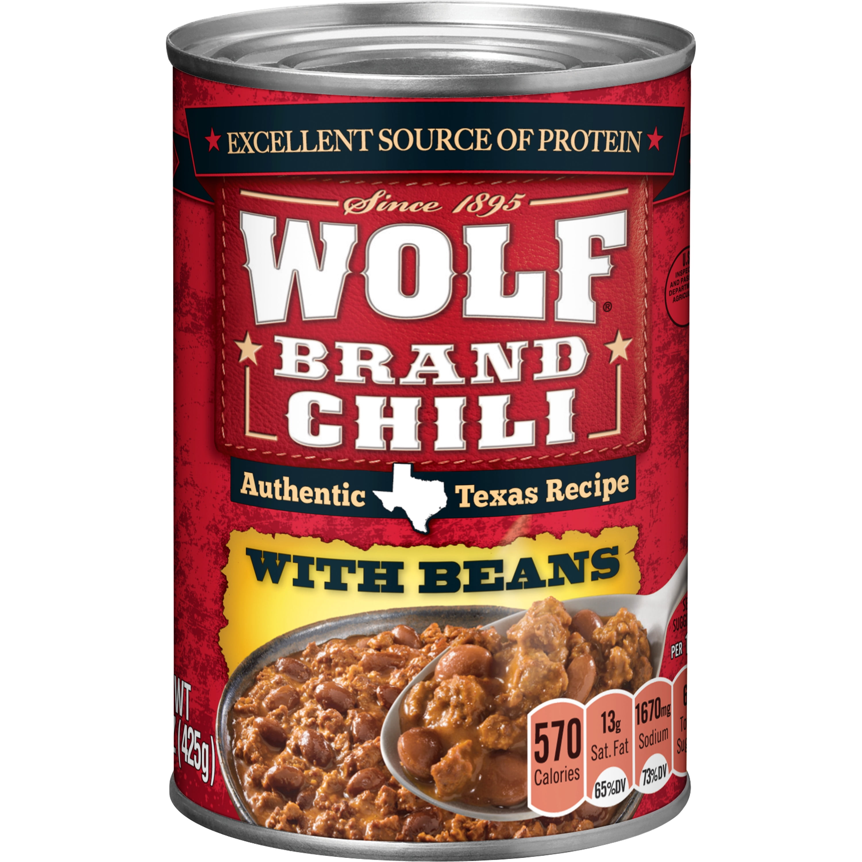 WOLF BRAND Chili With Beans, 15 oz.