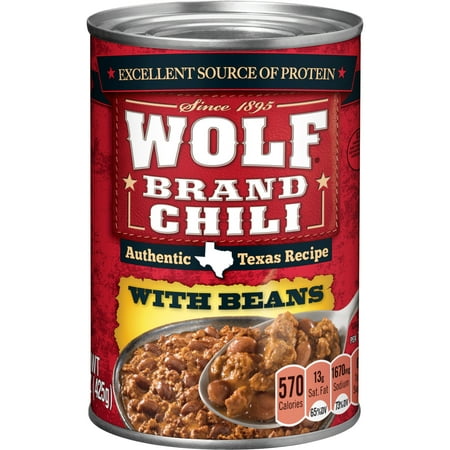 (6 Pack) Wolf Brand Chili with Beans, 15 Ounce (Best Canned Chili For Chili Dogs)