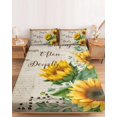 thumbnail image 2 of Twin Sze Fitted Sheet Set - Sunflower Vintage 2 Piece Bedding Sets 16" Deep Pocket Fitted Sheet with 1 Pillowcase, Rustic Retro Floral Spring Summer Brushed Microfiber Hotel Luxury Bed Sheets, 2 of 9