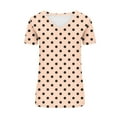 thumbnail image 4 of YeJammarp Cotton V Neck T Shirts Womens Loose Fit Elegant Retro Polka Dots Print Short Sleeve Casual Summer Tops (XX-Large, Khaki 01), 4 of 5