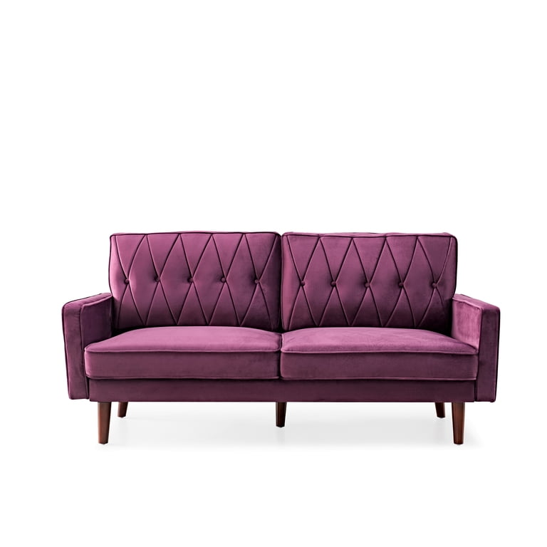Uspridefurniture Feemster Velvet Square Arm Sofa - Purple