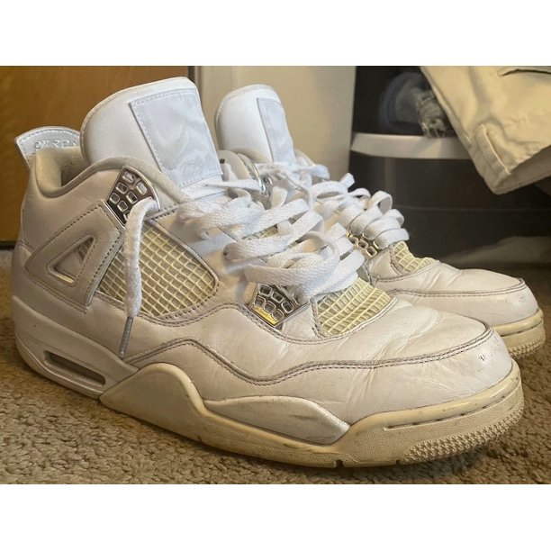 A i r-Jor-dan 4 IV 2017 Retro Pure Money Men’s US Sz 12 White Leather Silver Chrome