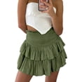 thumbnail image 2 of Liacowi Women Pleated Mini Skirt High Elastic Waisted Ruffle Summer Flowy Casual Cotton Skater Skirts, 2 of 9