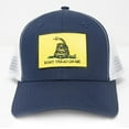 thumbnail image 2 of Gadsden Flag Hat for Men and Women – Don’t Tread on Me Snapback Trucker Baseball Cap by International Tie (Navy/White), 2 of 5