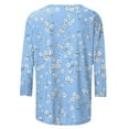 thumbnail image 4 of 3/4 Length Sleeve T-Shirts for Women New Summer Clothing Tops Fashion Floral Print Shirts Women's Blouses Pullover Tops, 4 of 5