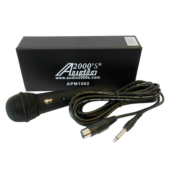 Audio2000'S AMPM1062 Microphone Dynamique Unidirectionnel avec Câble de Microphone, Filtre Acoustique Intégré, Construction Robuste, et Grille en Acier