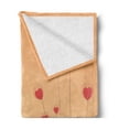 thumbnail image 2 of Peach Soft Flannel Fleece Blanket, Romantic Heart Shapes in Floral Drawn Like Pattern and Little Birds Print, Cozy Plush for Indoor and Outdoor Use, 50" x 60", Apricot and Dark Coral, by Ambesonne, 2 of 5