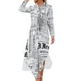 thumbnail image 1 of Collage Noir et Blanc de Fragments de Journal Grunge Robe Chemise Manches Longues Robes gala Femmes Été 2024, 1 of 4