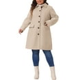 thumbnail image 3 of Agnes Orinda Women's Plus Size Coat Solid Single Breasted Long Fall Winter Outerwear with Pockets 1X Beige, 3 of 7