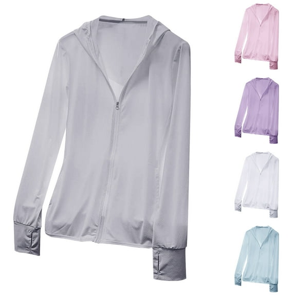 Hvyesh Men Woman Sun Protection Hoodie Jacket Lightweight Full Zip Sun Coat Long Sleeve Hiking Workout Shirt with Pocket