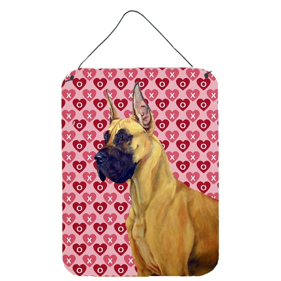 Carolines Treasures LH9130DS1216 Great Dane Hearts Love and Valentines Day Portrait Wall or Door Hanging Prints 12WX16H