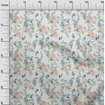 thumbnail image 2 of oneOone Cotton Poplin White Fabric Flower & Leaves Watercolor Sewing Material Print Fabric By The Yard 42 Inch Wide, 2 of 4