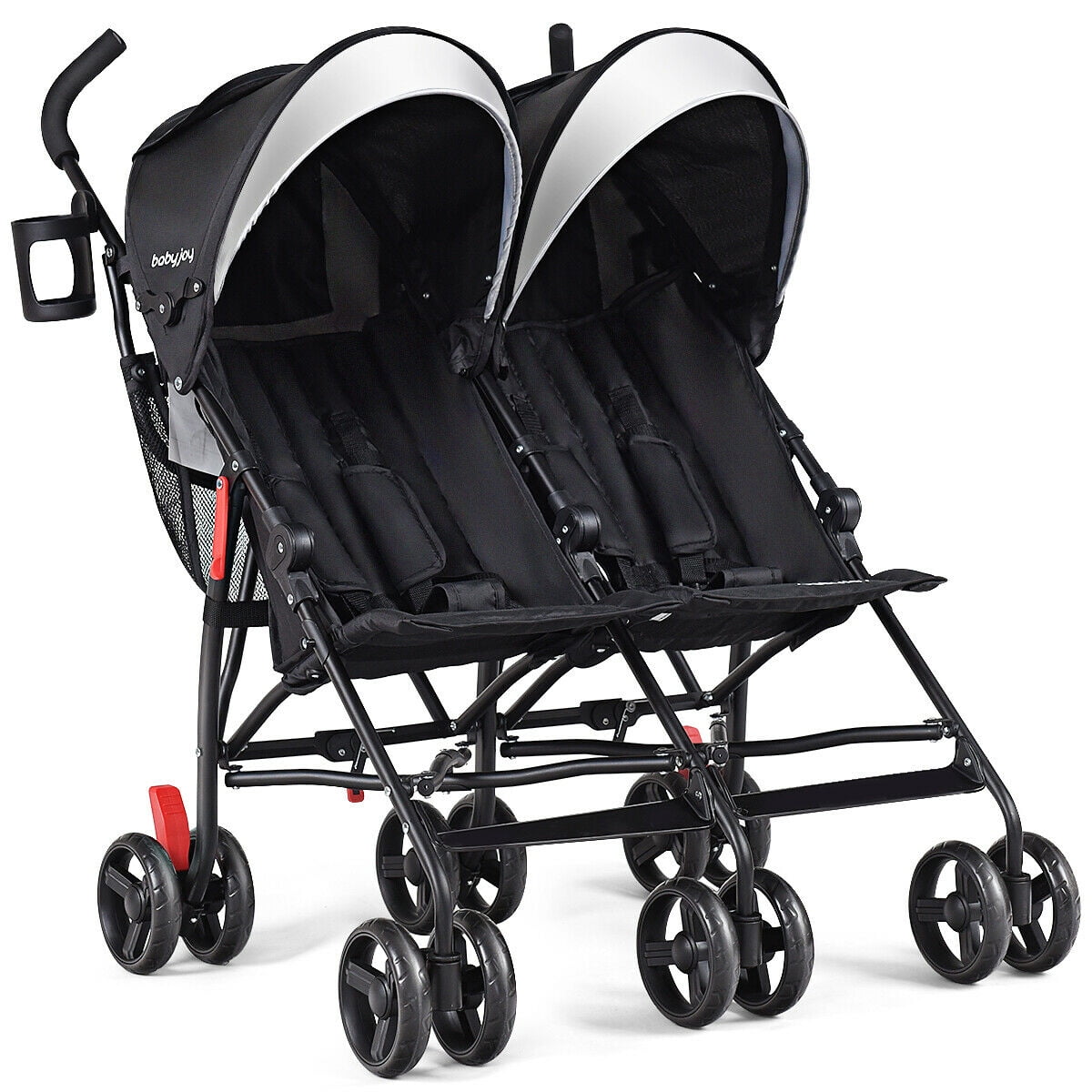 Foldable Twin Baby Double Stroller Kids Jogger Travel Infant  Pushchair Black 