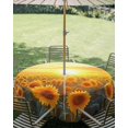 thumbnail image 3 of Outdoor Tablecloth with Umbrella Hole Zipper Summer Sunflower Round Tablecloth 54" Waterproof Outside Table Cloth Watercolor Pastoral Botanical Floral Patio Table Cover Tablecloths for Picnic Party, 3 of 8