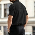 thumbnail image 5 of Mens Cotton Linen Golf Polo Shirts Short Sleeve Lapel Collar Breathable Casual Work Tops, 5 of 6