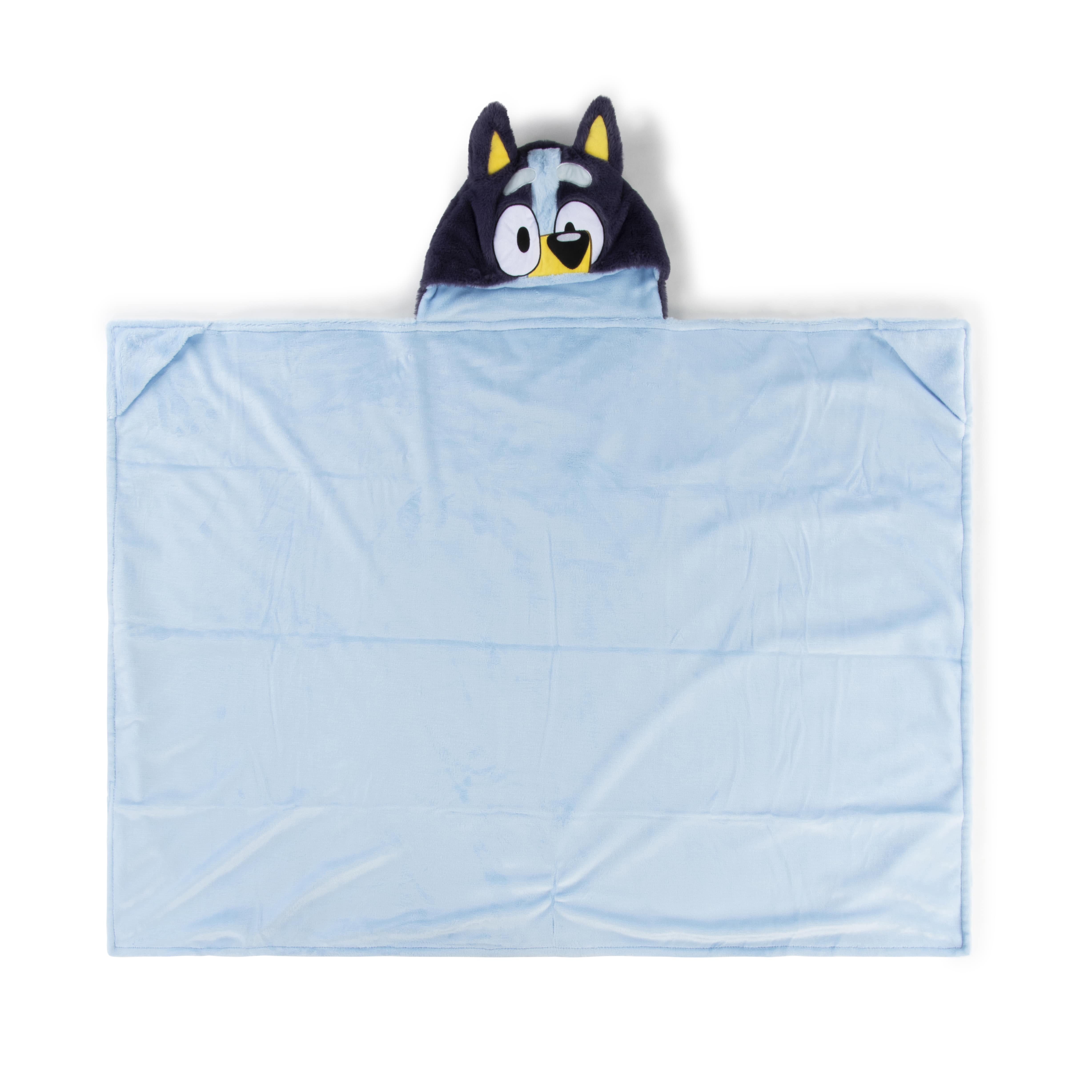 Bluey Kids Hooded Silk Touch Throw Blanket, Polyester Faux Fur, Blue, BBC Studios, 54" x 40"