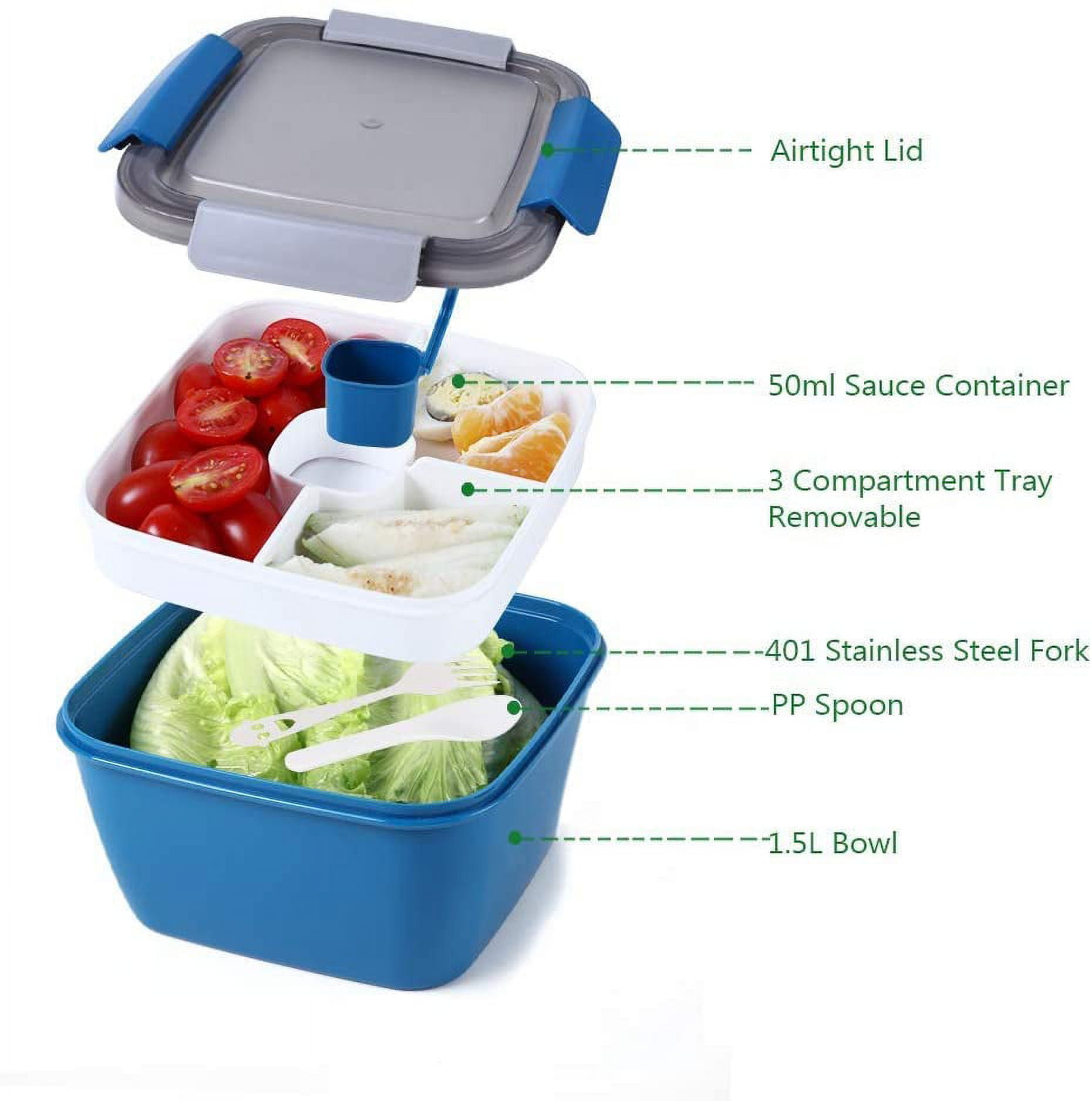 Bento Box Salad Lunch Containers with Compartments,52-oz Salad Bowl wi –  KeFanta