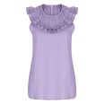 thumbnail image 5 of Annhoo Sleeveless Tank Tops for Women Cute Ruffle Trim Crewneck T Shirts Elegant Pleated Business Work Tanks, 5 of 7