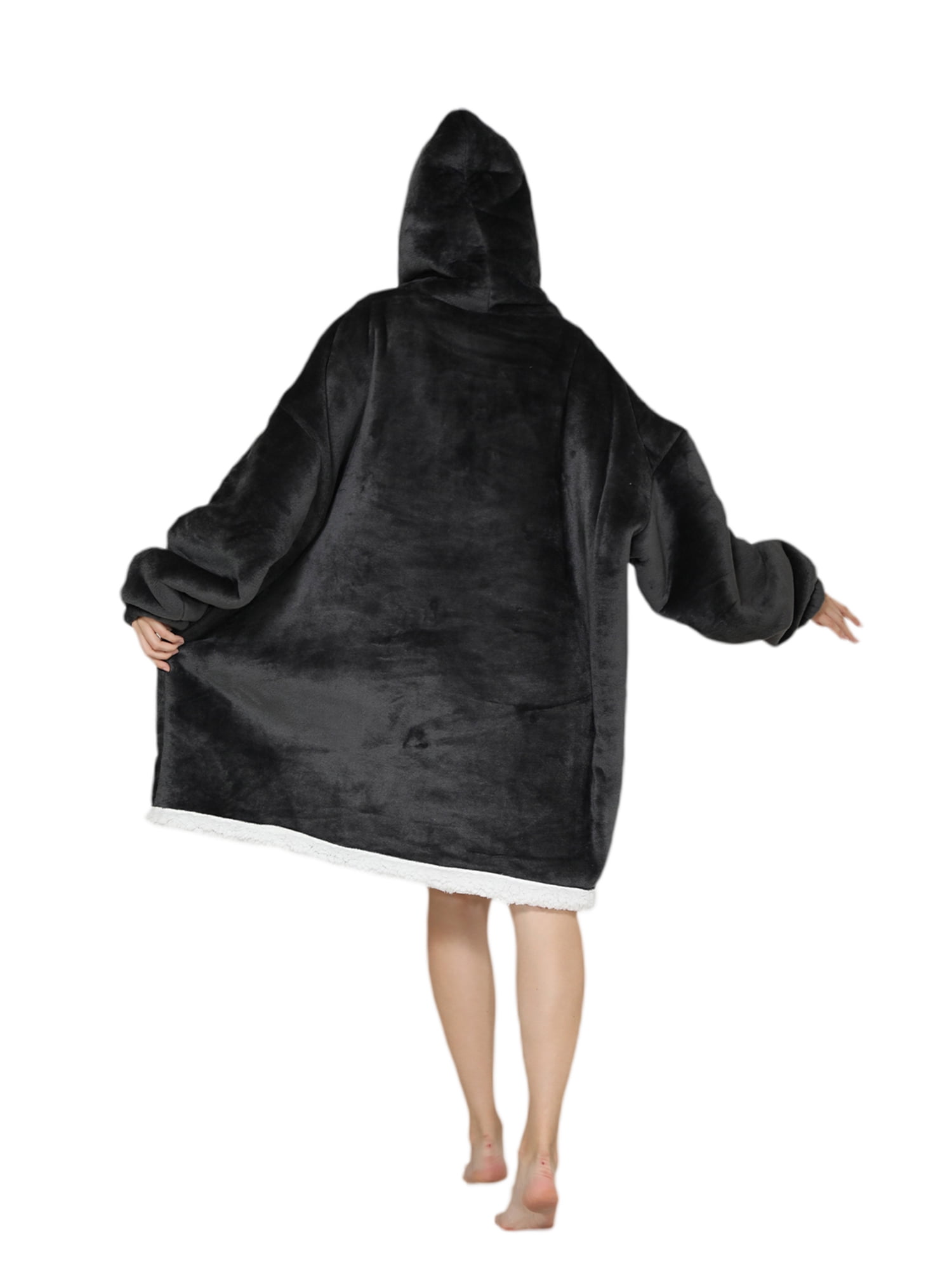 Shuttle tree Oversized Wearable Blanket Hoodie For Adult Kids Hooded Sherpa Sweatshirt With Front Pocket
