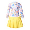 thumbnail image 2 of YEAHDOR Kids Girls 2Pcs Swimming Bathing Suit Long Sleeve Flower Printed Tops with Skirted Shorts Swimwear Garden Pink 6, 2 of 7