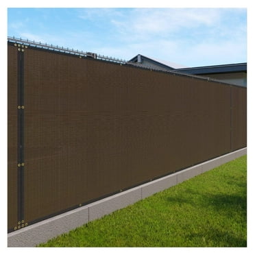 Heavy Duty Privacy Screen Fence 98% Blockage Solid Brown 4'x8' Brass Grommets w/3-Year Warranty 180 GSM