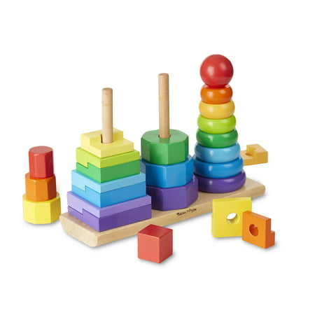 Melissa & Doug Geometric Stacker Toddler Toy (Developmental Toys, Rings, Octagons, and Rectangles, 25 Colorful Wooden (Best Developmental Toys For 4 Year Olds)