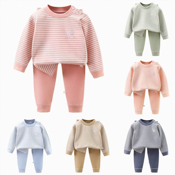Gubotare Toddlers Pajama Set Baby Girls Boys Pajamas Soft Viscose from Bamboo Long Sleeve Snug Fit Sleepwear (Pink,6-12 Months)