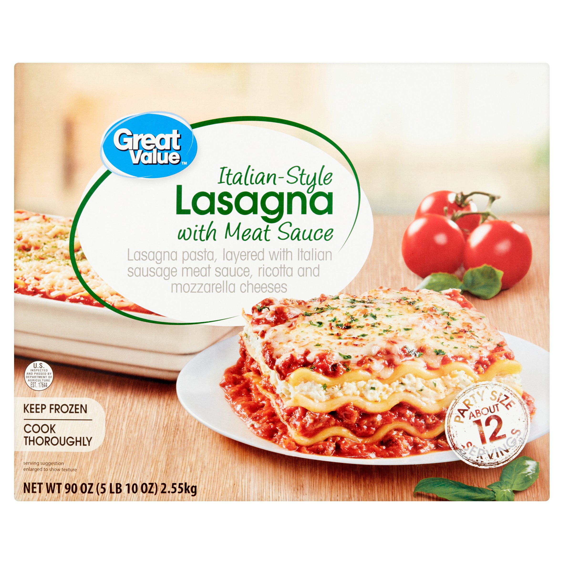 Great Value Frozen ItalianStyle Lasagna with Meat Sauce, Party Size