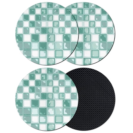 Turquoise Checkered Coasters Set of 4 Absorbent Coasters for Drinks Plaid Modern Abstract Art Coaster for Desk Coffee Table Protection Home Decor House Warming Gifts 4