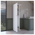 thumbnail image 4 of Broom Closet Organizer - White Storage Cabinet for Cleaning Supplies - Freestanding Utility Cabinet with Adjustable Shelves - Slim Broom Holder for Laundry Room, Kitchen, Mudroom, 4 of 9