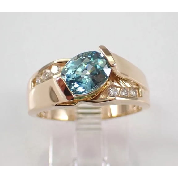 2Ct Oval Cut Simulated London Blue Topaz Band Solitaire Wedding Ring 14k Yellow Gold Plated Silver For Women's
