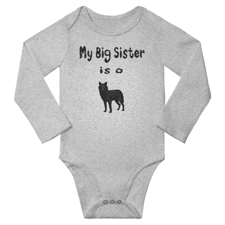 

My Big Sister is a Schipperke Dog Cute Baby Long Sleeve Bodysuit Boy Girl (Gray 12-18M)