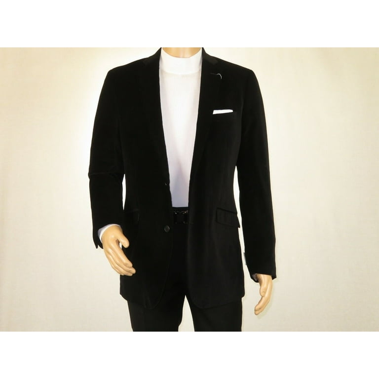 Men ADOLFO Velvet Blazer Dinner Formal Jacket Black Tie Stage Award Show C40895