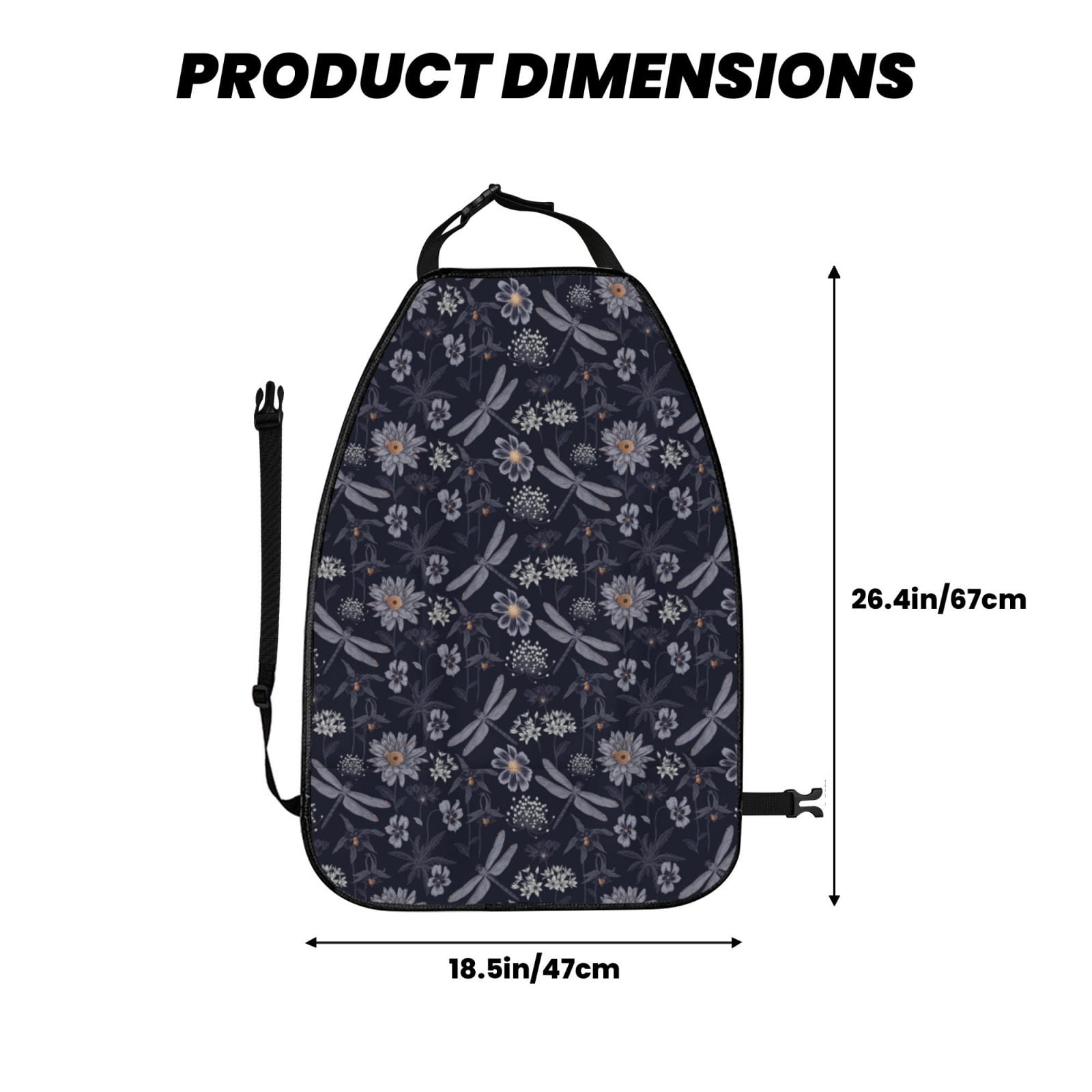 Xecao Wildflowers And Dragonflies Pattern Car Seat Back Protector 2 Pack Large Capacity Pocket, Kick Mats Back Seat Protector