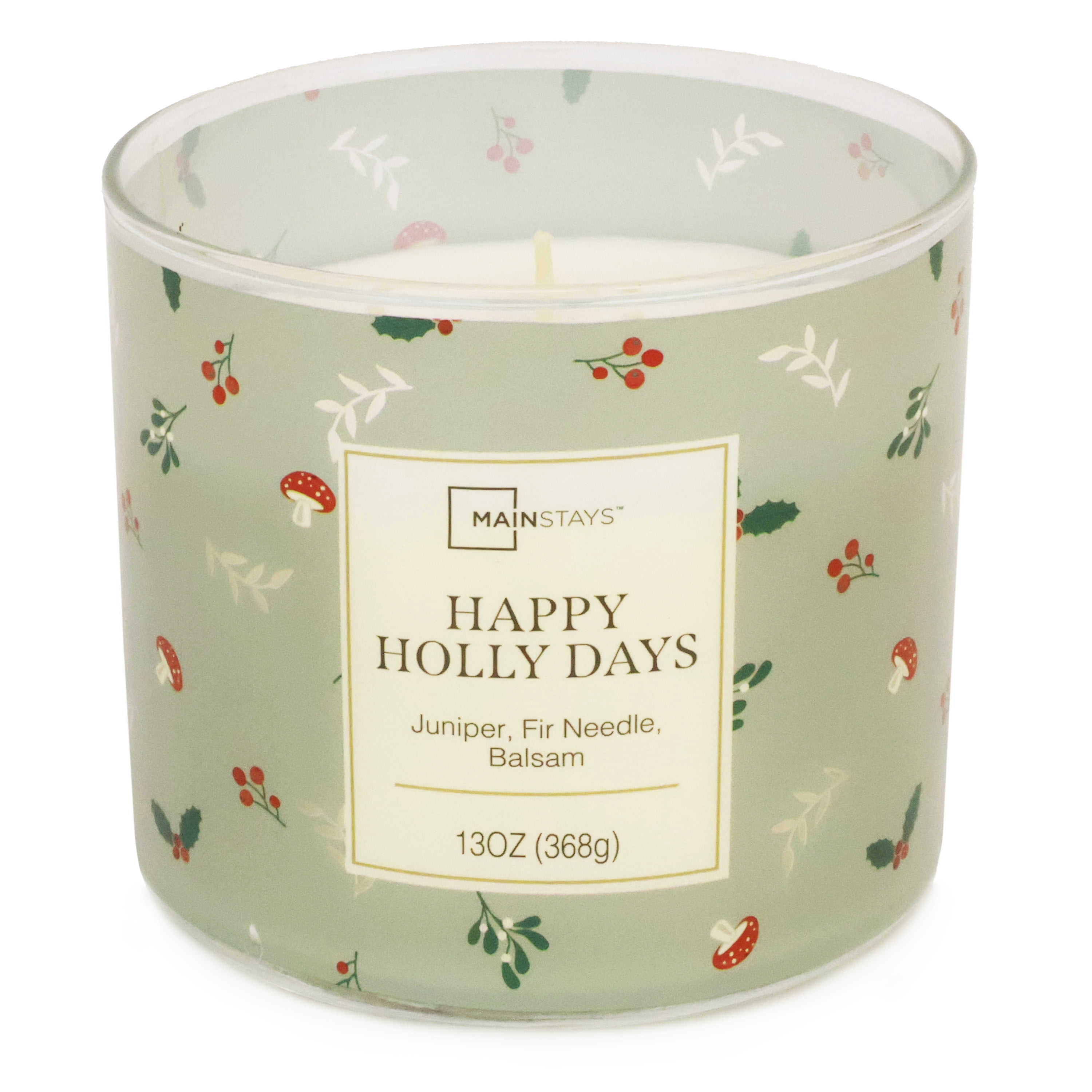 Mainstays 3-wick Happy Holly Days Plaid Candle, 13-Ounce