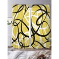 thumbnail image 4 of Yellow Geometric Semi Sheer Curtains 96 Inch Length 2 Panels Set, Farmhouse Abstract Black White Striped Sheer Kitchen Curtain Privacy Voile Window Curtain for Living Room Bedroom Rod Pocket Drapes, 4 of 7