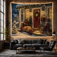 thumbnail image 6 of Snowy Front Porch With Dog And Wreath, Cozy Farmhouse Style for Dog Lovers, Seasonal Wall Art, Christmas Gift Tapestry Wall Hanging for Living Room and Entryway, 6 of 7