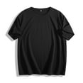 thumbnail image 3 of lcziwo Womens Cotton Basic Tees Shirts Solid Loose Fit Workout Tops Undershirts Crew Neck Short Sleeve Tshirts, Black, L, 3 of 10