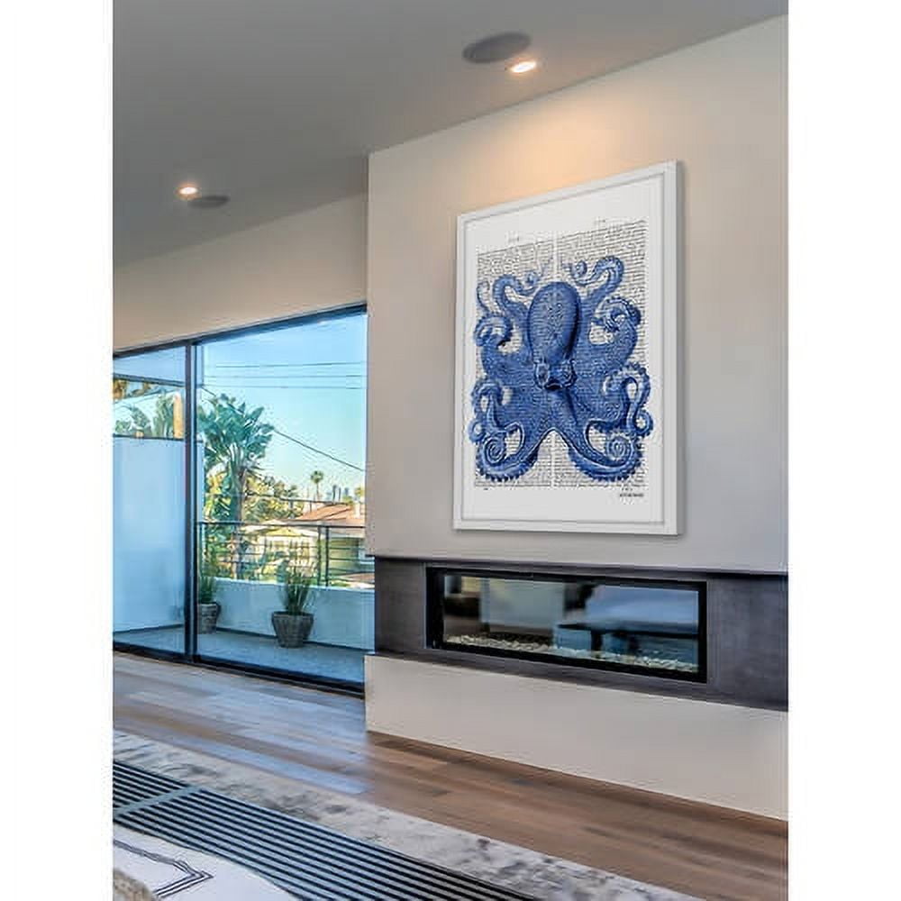 Marmont Hill "Vintage Blue Octopus 1" Framed Painting Print