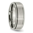 thumbnail image 3 of Auriga Fine Jewelry Titanium Brushed Center 8 mm Ridged Edge Band for Women Size 15.5, 3 of 6