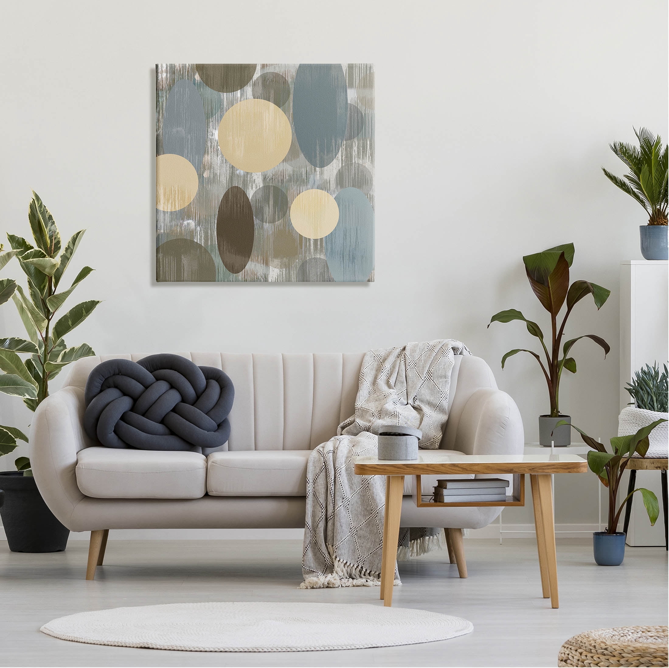 Muted Layered Circle Shapes Abstract Graphic Art Gallery Wrapped Canvas Print Wall Art