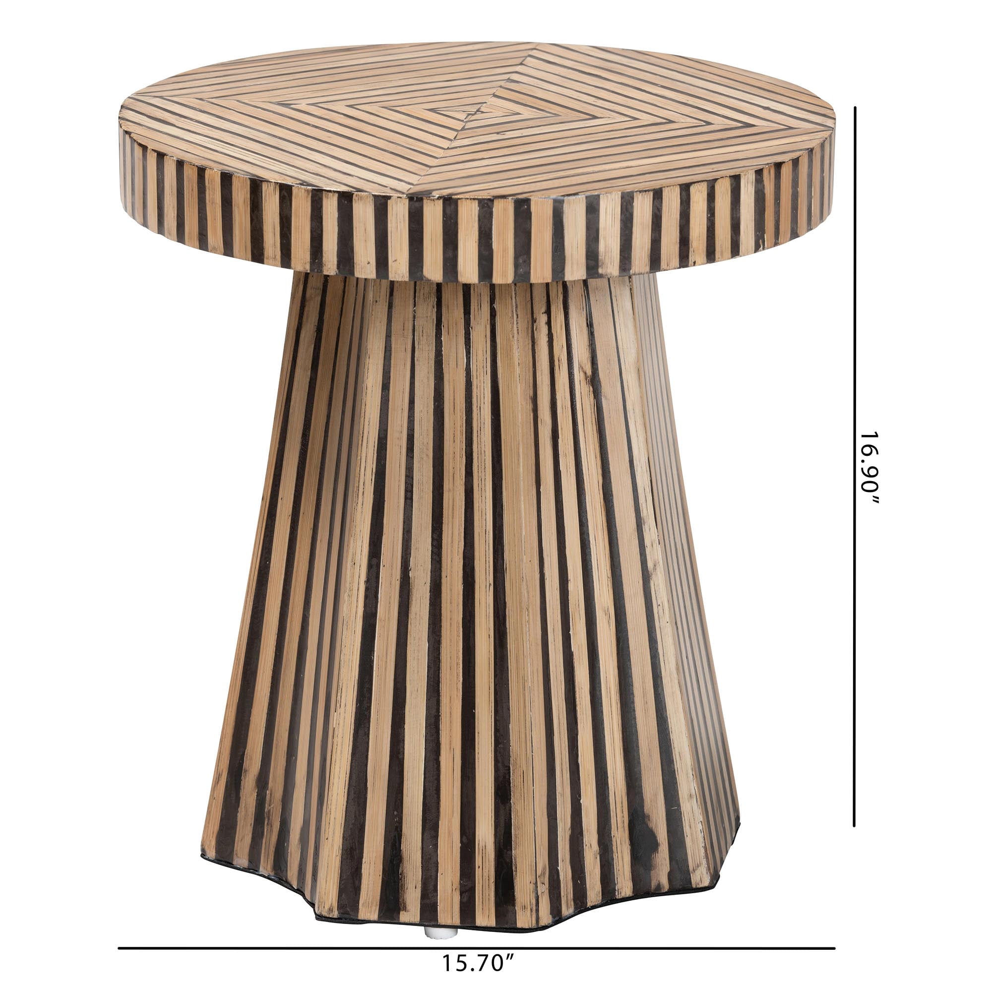 Baxton Studio Devika Modern Bohemian Two-Tone Natural and Dark Brown Bamboo End Table