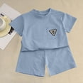 thumbnail image 4 of WRKEKC Kids Summer Outfits Printed Round Neck Short Sleeve T Shirt and Casual Shorts Sport Set for 0-9 Years, 4 of 8