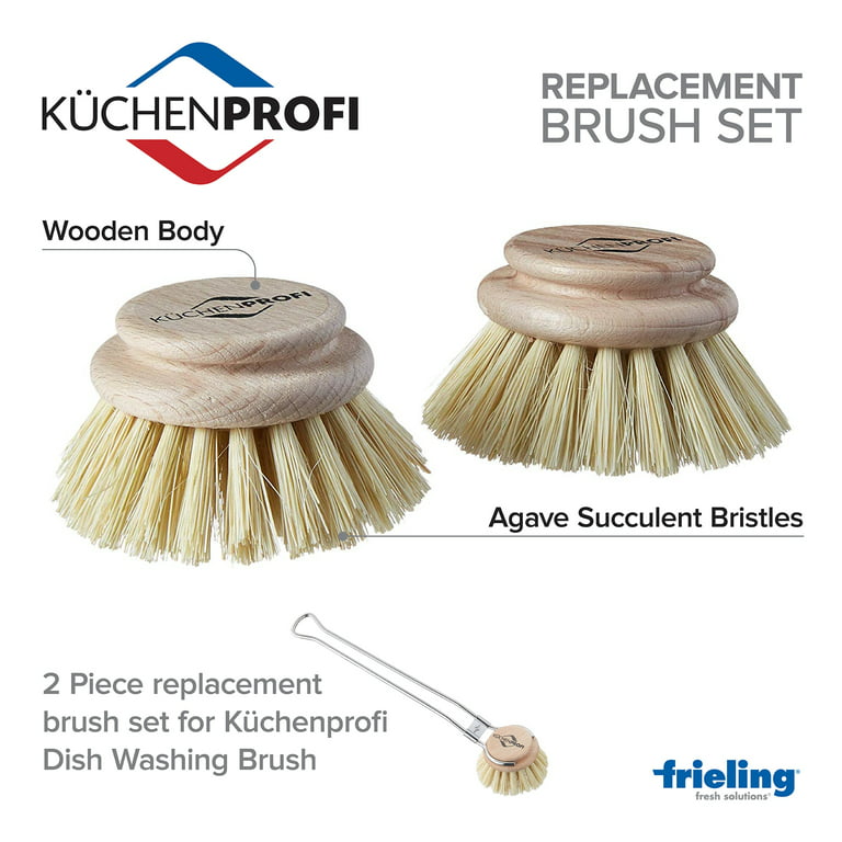 Classic Dish Washing Brush, Stainless Steel Handle, with Natural Bristles