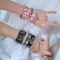 thumbnail image 7 of YooGuoGuo Cuff Bracelet Rock Punk Y2K Retro Hip Hop Street Stars Chain Small Bell Riveted PU Leather Attitude Personality, 7 of 7