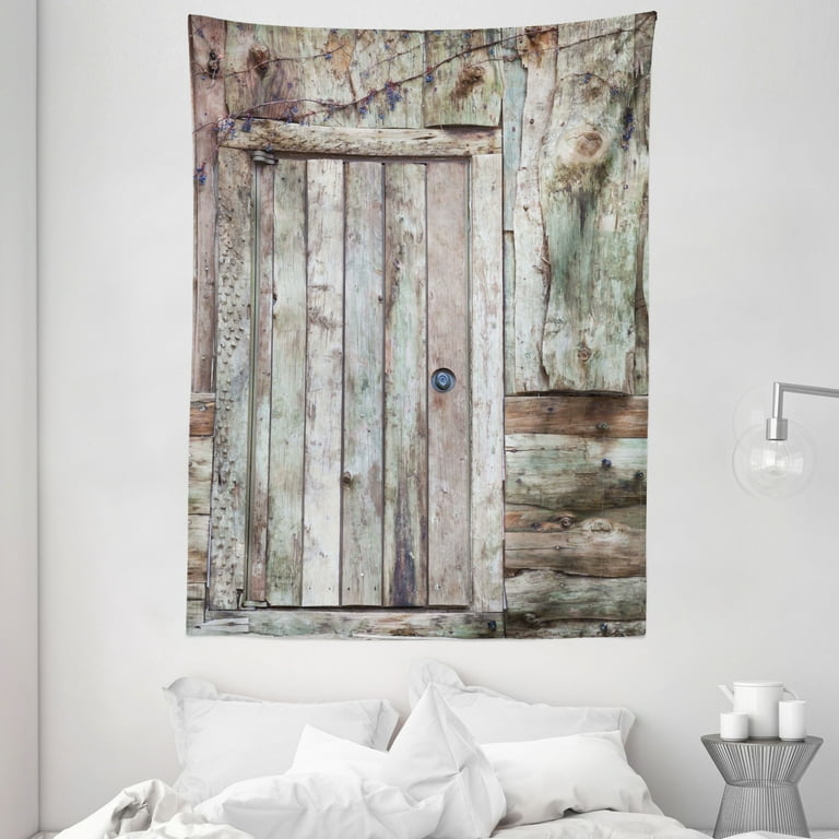 Rustic Tapestry Old Rustic Barn Door Cottage Country Cabin Theme