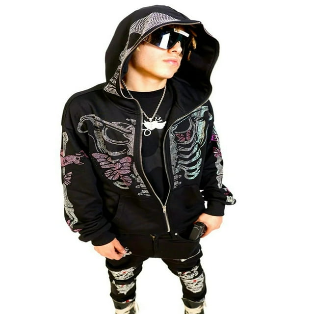 MesaSe Skeleton Sweat à Capuche Femmes Hommes Sweat-Shirt Imprimé Graphique