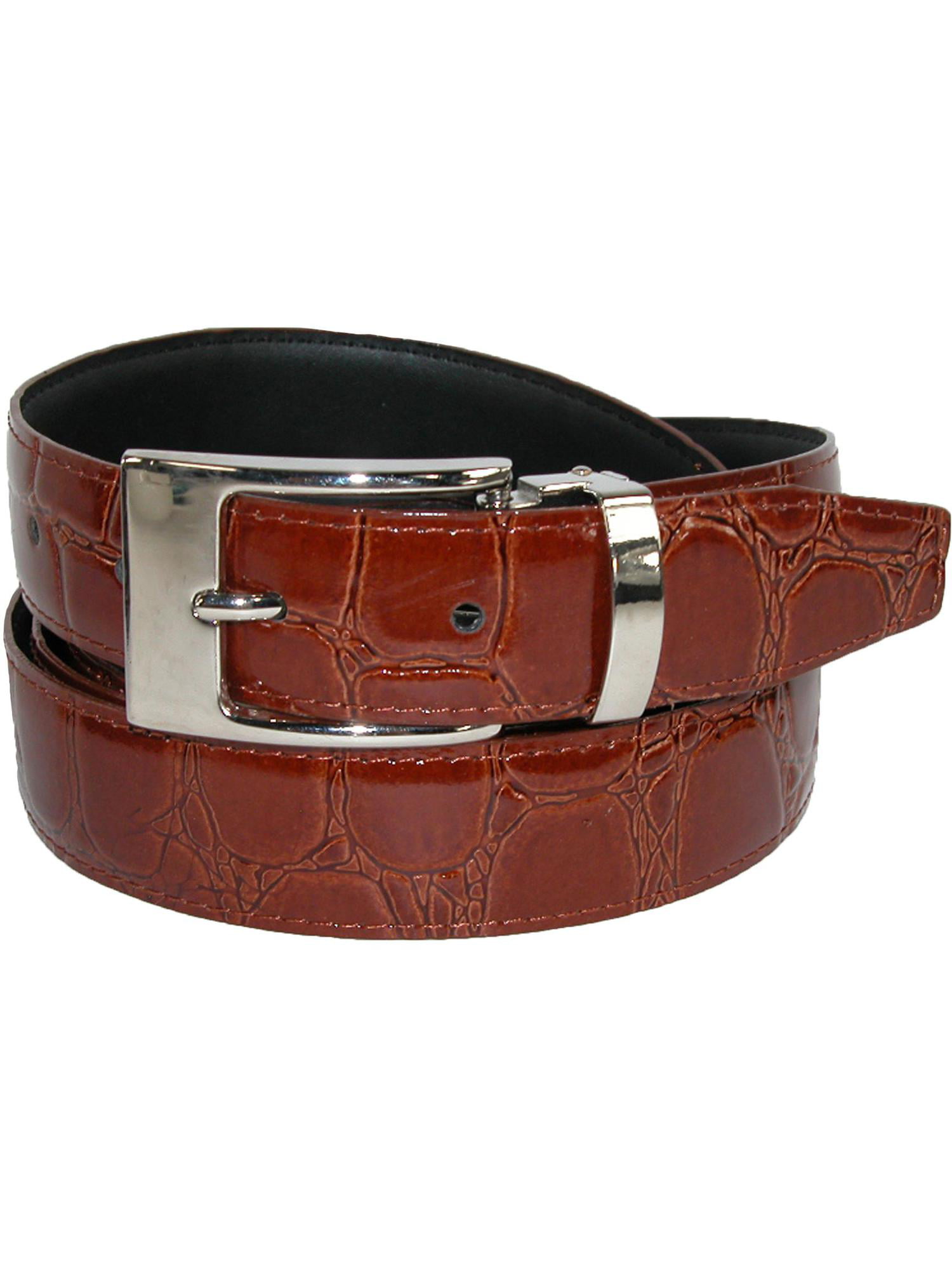 Silver Buckle mens belt size 48 Luchengyi Rigid Faux Leather Brown 